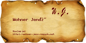 Wohner Jenő névjegykártya
